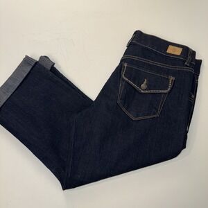 Bandolino Capri Jeans Women's  8 Dark Wash Flap Pockets Cuffed Hem Stretch Waist